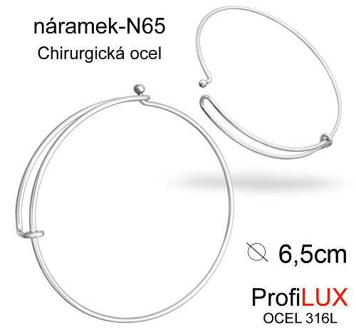 Náramek Chirurgická Ocel ozn-N65 velikost 65mm síla drátu tl.1.6mm. Řada komponentů ProfiLUX. 