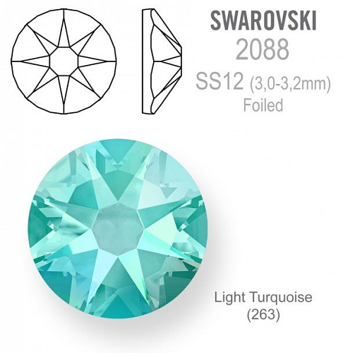 SWAROVSKI 2088 XIRIUS FOILED velikost SS12 barva Light Turquoise 