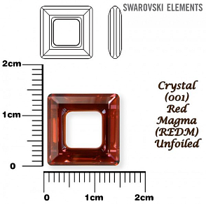 SWAROVSKI ELEMENTS Square Ring barva CRYSTAL (001) RED MAGMA (REDM) velikost 14x14mm.