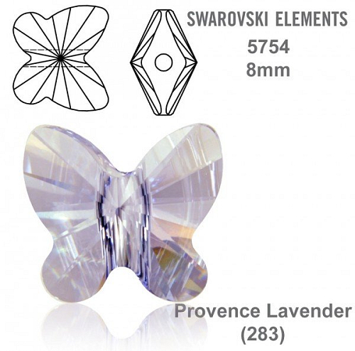 SWAROVSKI KORÁLKY Butterfly Bead barva PROVENCE LAVENDER velikost 8mm. Balení 3Ks.
