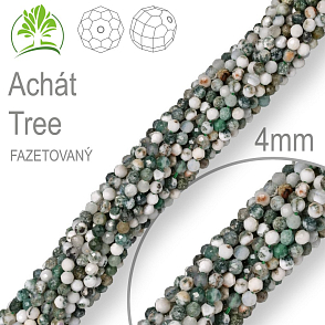 Korálky z minerálů Achát Tree Fazetovaný přírodní polodrahokam. Velikost pr.4mm. Balení 95Ks
