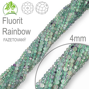 Korálky z minerálů Fluorit Rainbow Fazetovaný polodrahokam. Velikost pr.4mm. Balení 90Ks. 