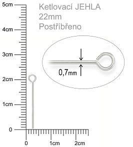 Ketlovací JEHLA  velikost 22mm. Barva stříbrná.