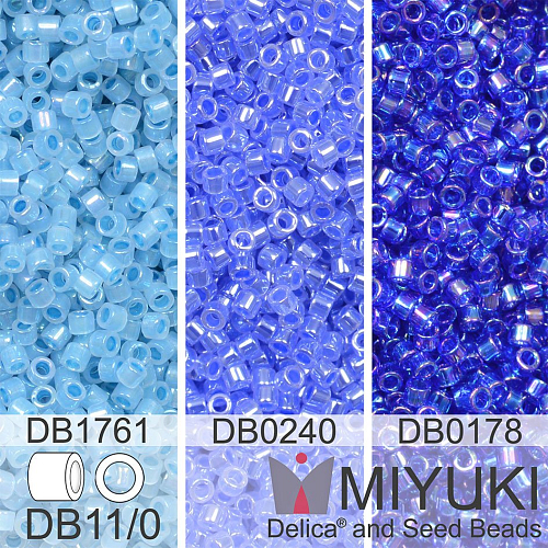 Korálky Miyuki Delica 11/0. Barevné variace č. 4  DB1761, DB0240, DB0178. Balení 3x5g