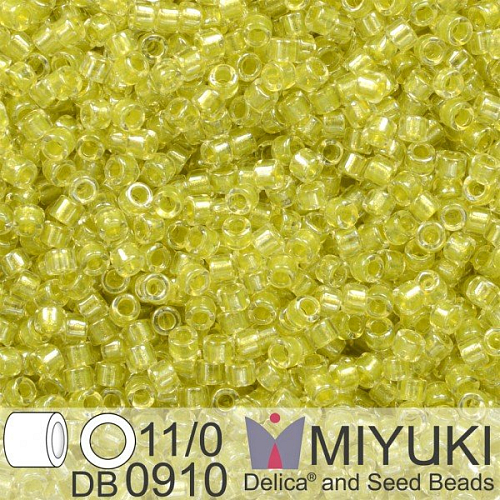 Korálky Miyuki Delica 11/0. Barva Spkl Yellow Green Lined Crystal DB0910. Balení 5g.
