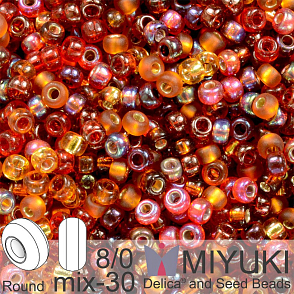 Korálky Miyuki Round 8/0. Barva MIX 30 Cranberry Harvest. Balení 5g