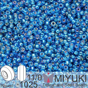 Korálky Miyuki Round 11/0. Barva 1025 S/L Capri Blue AB . Balení 5g.