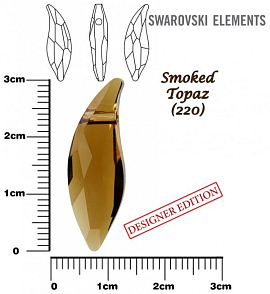SWAROVSKI ELEMENTS Lily Pendant 6904 barva SMOKED TOPAZ (220) velikost 30mm.
