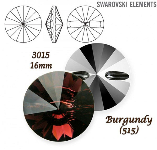 SWAROVSKI Buttons 3015 barva BURGUNDY velikost 16mm.