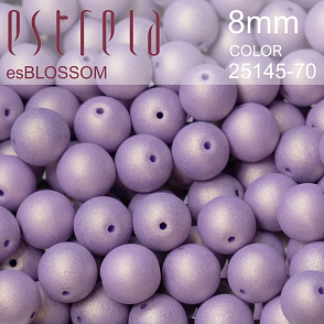 Korálky esBLOSSOM voskované tvar kulatý. Velikost 8mm. Barva 25145-70 (fialová+listr). Balení 15ks na návleku. 
