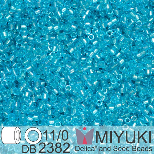 Korálky Miyuki Delica 11/0. Barva Inside Dyed Aqua  DB2382. Balení 5g.