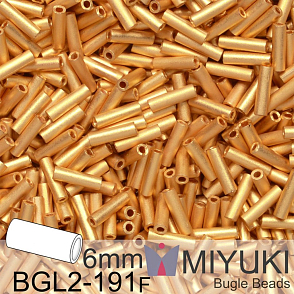 Korálky Miyuki Bugle Bead 6mm. Barva BGL2-191F Matte 24kt Gold Plated. Balení 3g.