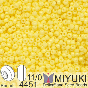 Korálky Miyuki Round 11/0. Barva 4451 Duracoat Dyed Opaque Light Lemon Ice. Balení 5g.