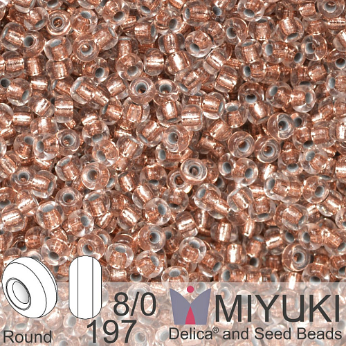 Korálky Miyuki Round 8/0. Barva 197 Copper Lined Crystal . Balení 5g