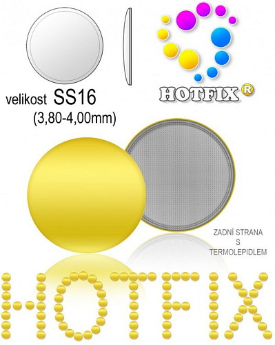 Kovové NAILHEAD HOTFIX nažehlovací polotovary. Velikost SS16 (3,80-4,00mm) Tl.0,6mm. Barva 019 SVĚTLÁ ZLATÁ (lesklá ocelová). Balení 60Ks.