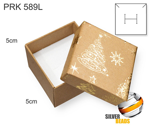 Krabička na šperky. Materiál papír+mašle . Ozn. PRK 589L. Velikost 5x5cm. Barva Přírodní s vánočním potiskem
