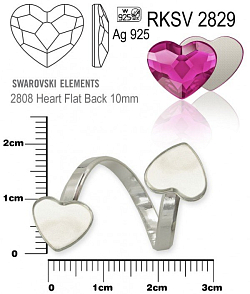 PRSTEN na Swarovski 2808 Heart Flat Back 10mm ozn. RKSV 2829. Materiál STŘÍBRO AG925.váha 2,60g.