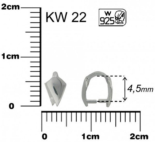 ŠLUPNA ozn. KW-22. Materiál STŘÍBRO AG925.váha 0,19g.