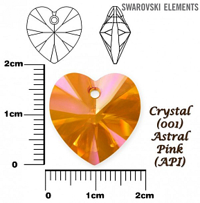 SWAROVSKI Heart Pendant barva CRYSTAL ASTRAL PINK velikost 18x17,5mm.