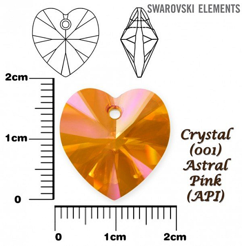 SWAROVSKI Heart Pendant barva CRYSTAL ASTRAL PINK velikost 18x17,5mm.