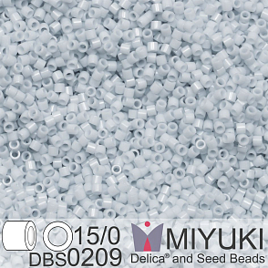 Korálky Miyuki Delica 15/0. Barva DBS 0209 Opaque Light Gray Luster. Balení 2g.