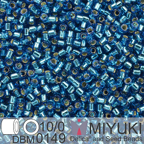 Korálky Miyuki Delica 10/0. Barva S/L Capri Blue DBM0149. Balení 5g.
