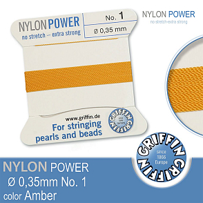 NYLON Power velmi pevná nit GRIFFIN síla nitě 0,35mm Barva Amber