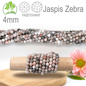 Korálky z minerálů Jaspis Zebra Fazetovaný přírodní polodrahokam. Velikost pr.4mm. Balení 95Ks.