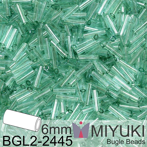 Korálky Miyuki Bugle Bead 6mm. Barva BGL2-2445 Transparent Sea Foam Luster. Balení 10g.