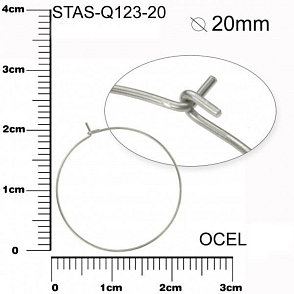 NÁUŠNICE drátěná  KRUH  CHIRURGICKÁ OCEL ozn.-STAS-Q123-20. velikost  pr.20mm.