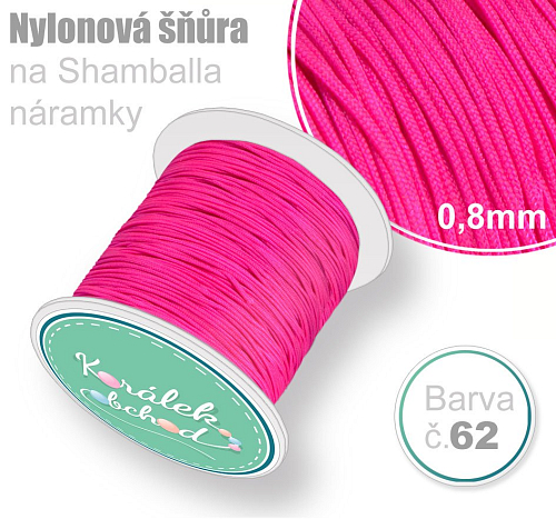 Nylonová šňůra na Shamballa náramky průměr nitě 0,8mm. Barva č.62 Purpurová.