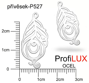 Přívěsek Chirurgická Ocel ozn-P527 Paví Peří  velikost 30x14mm tl.1.2mm. Řada přívěsků ProfiLUX