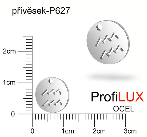 Přívěsek Chirurgická Ocel ozn-P627 Znamení Zvěrokruhu VODNÁŘ velikost 12mm tl.1.2mm. Řada přívěsků ProfiLUX