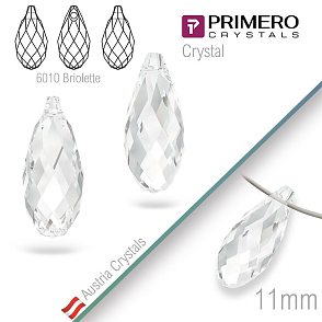 Přívěsky PRIMERO Crystals . Tvar 6010 Briolette. Barva Crystal. Velikost 11mm
