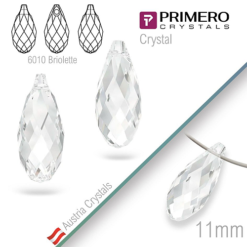 Přívěsky PRIMERO Crystals . Tvar 6010 Briolette. Barva Crystal. Velikost 11mm