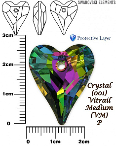 SWAROVSKI Wild Heart Pendant barva CRYSTAL VITRAIL MEDIUM (VM)+P velikost 27mm. 