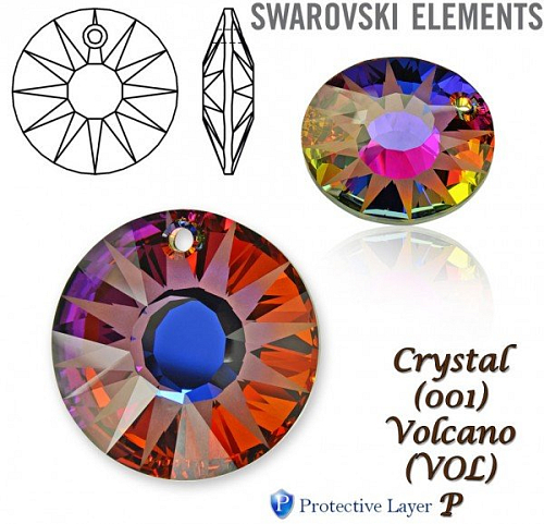 SWAROVSKI 6724/G Sun Pendant Partly Frosted velikost 19mm. Barva Crystal Volcano  P