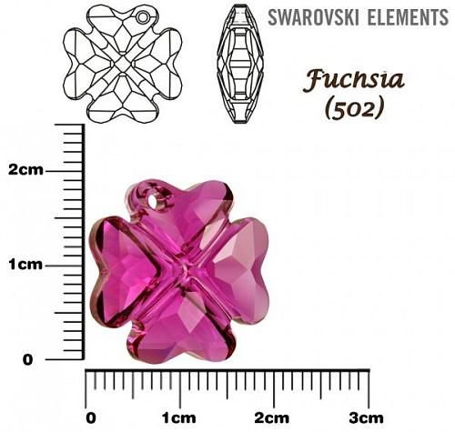 SWAROVSKI 6764 CLOVER Pendant barva FUCHSIA velikost 19mm.