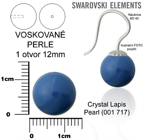 SWAROVSKI 5818 Voskované Perle 1otvor barva 717 CRYSTAL LAPIS PEARL velikost 12mm.
