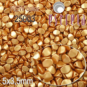 VOSKOVANÉ korále tvar POHANKA. Velikost 5x3,5mm. Barva NEW color 25003 (čajová). Balení 20ks na návleku.