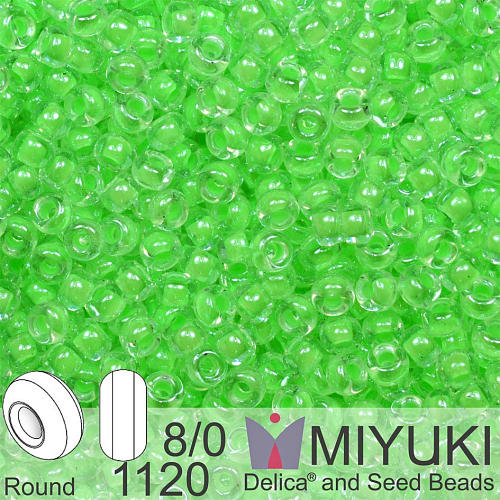 Korálky Miyuki Round 8/0. Barva 1120 Luminous Mint Green . Balení 5g