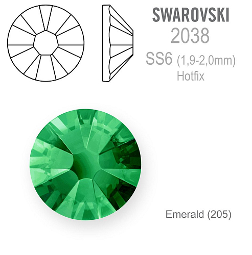 SWAROVSKI xilion rose HOT-FIX velikost SS6 barva EMERALD 