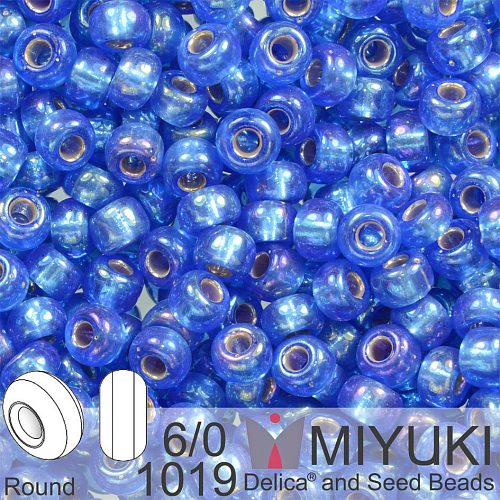Korálky Miyuki Round 6/0. Barva 1019 S/L Sapphire AB. Balení 5g