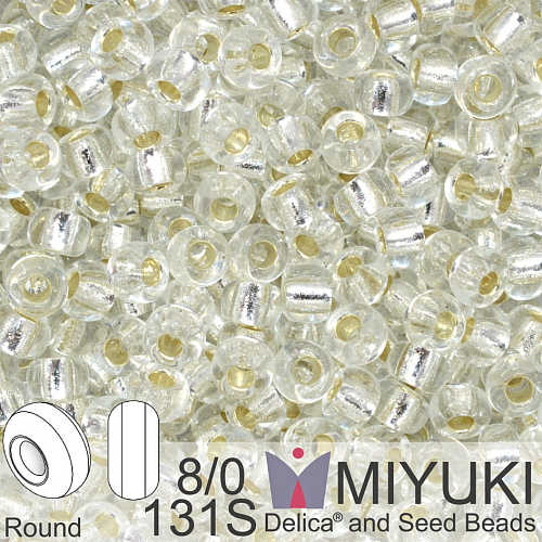 Korálky Miyuki MIX Round 6/0. Barva 131S Silverlined Crystal . Balení 5g