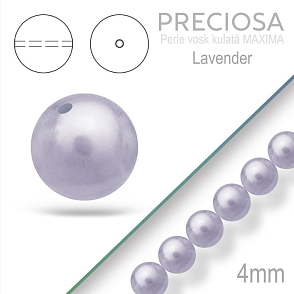 PRECIOSA Voskované Perle barva LAVENDER velikost 4mm. Balení návlek 31Ks. 