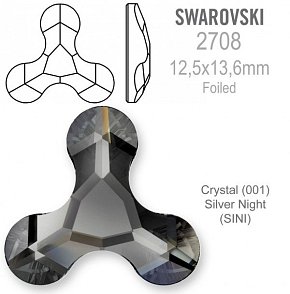 Swarovski 2708 Molecule FB Foiled velikost 12,5x13,6mm. Barva Crystal Silver Night 