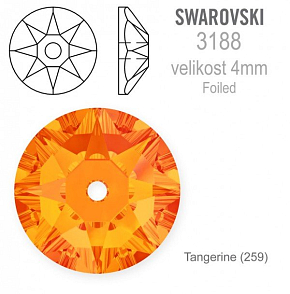 Swarovski 3188 XIRIUS Lochrose našívací kameny velikost pr.4mm barva Tangerine