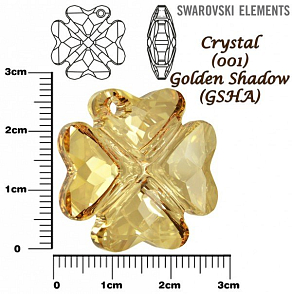 SWAROVSKI 6764 CLOVER Pendant barva CRYSTAL GOLDEN SHADOW velikost 28mm.