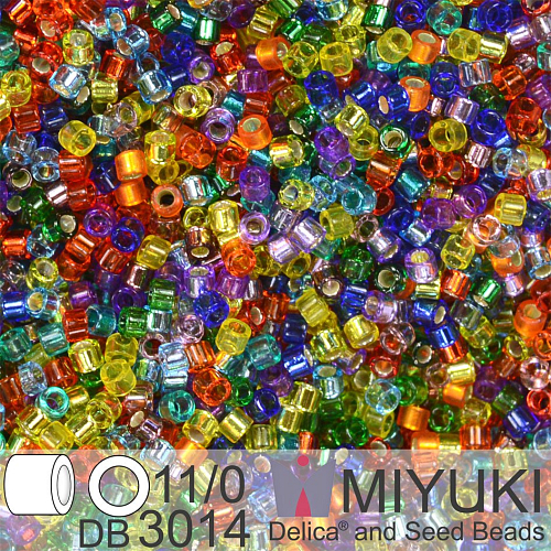Korálky Miyuki Delica 11/0. Barva Rainbow Mix DB3014. Balení 5g