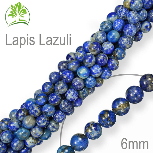 Korálky z minerálů  Lapis Lazuli. Velikost pr.6mm. Balení 12Ks.